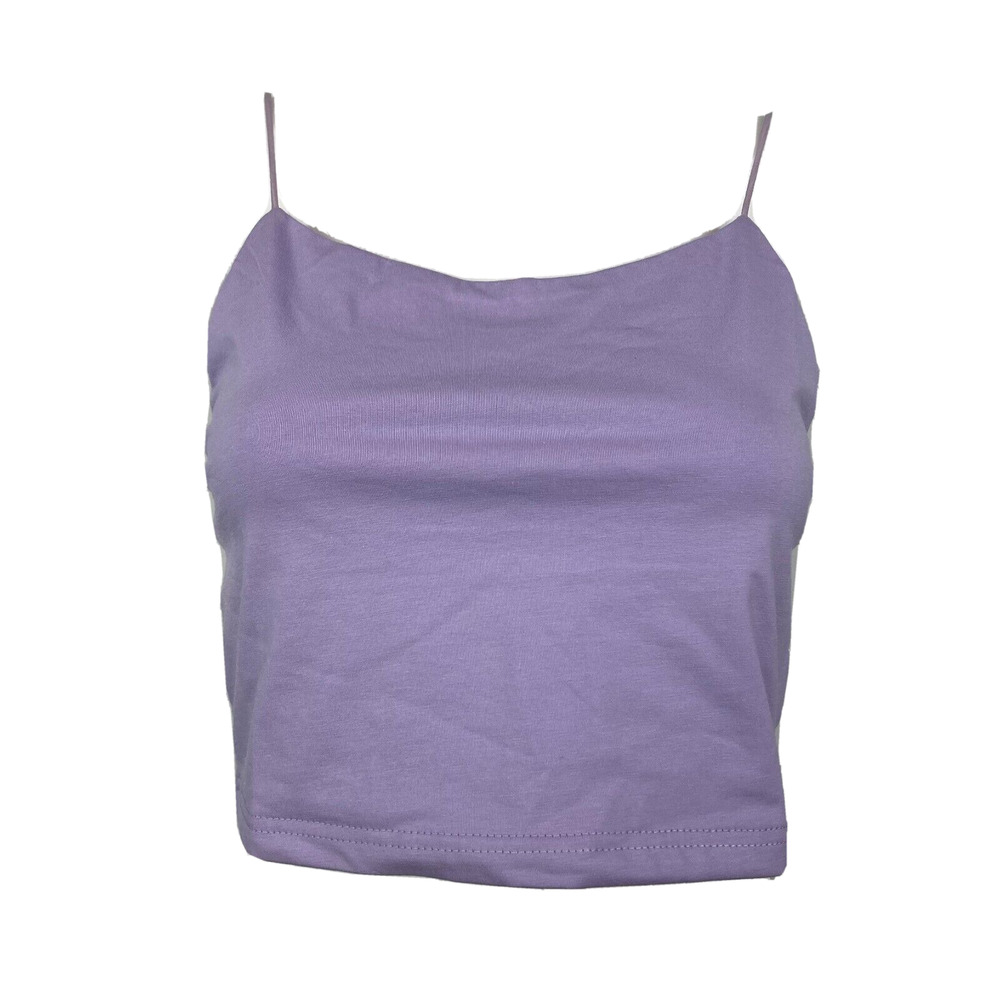 Susana Monaco Crop Top Womens Sz M Lavender Purple Cotton Knit Stretch Strappy